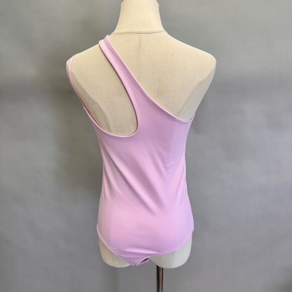 Abercrombie & Fitch pink cutout one shoulder seamless tank bodysuit size medium - Picture 3 of 14